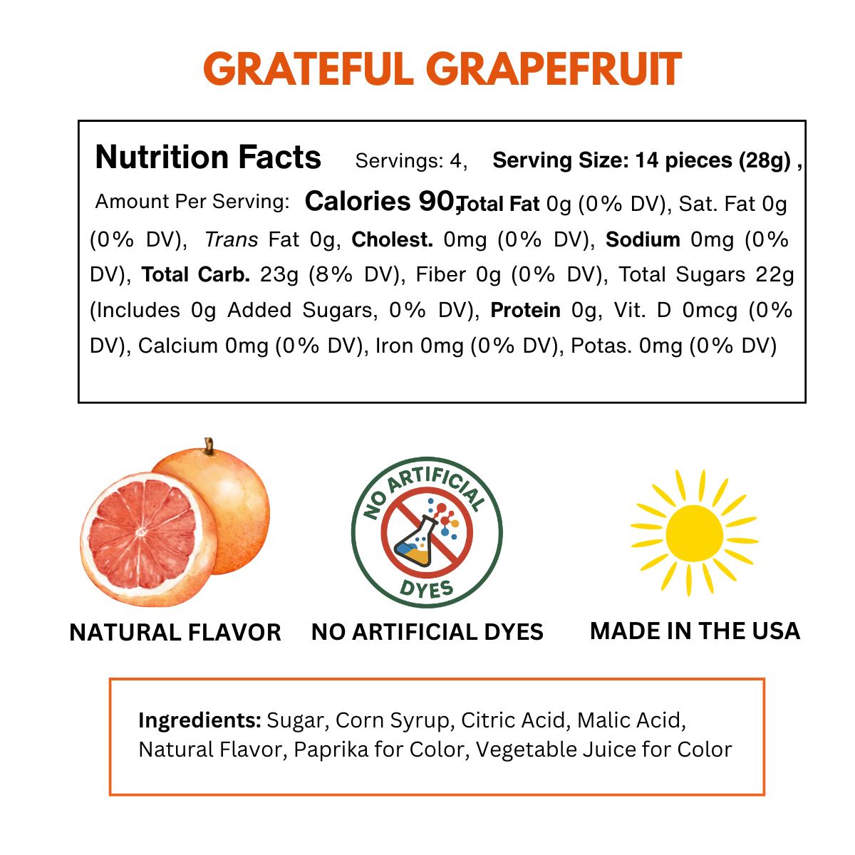 grateful grapefruit sours nutrition label
