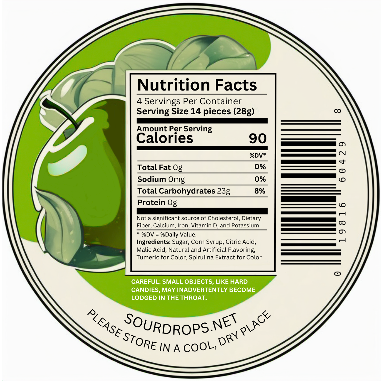 green apple sours back sticker