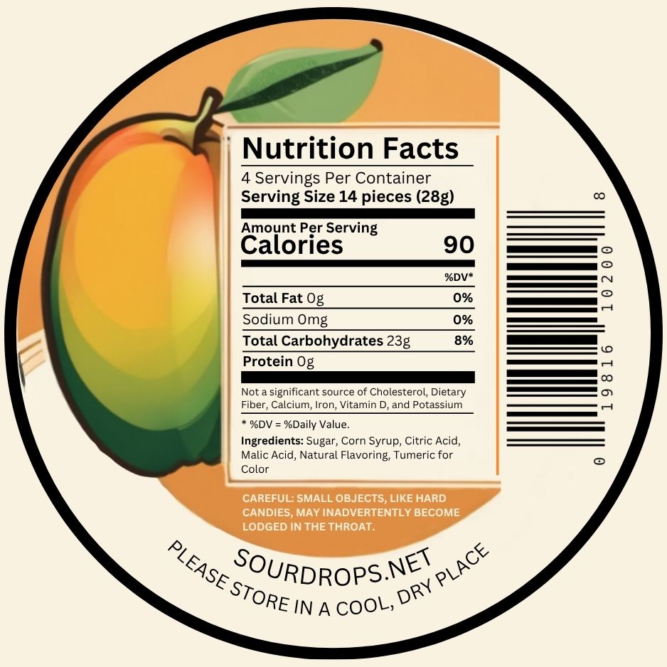 mango nutrition label