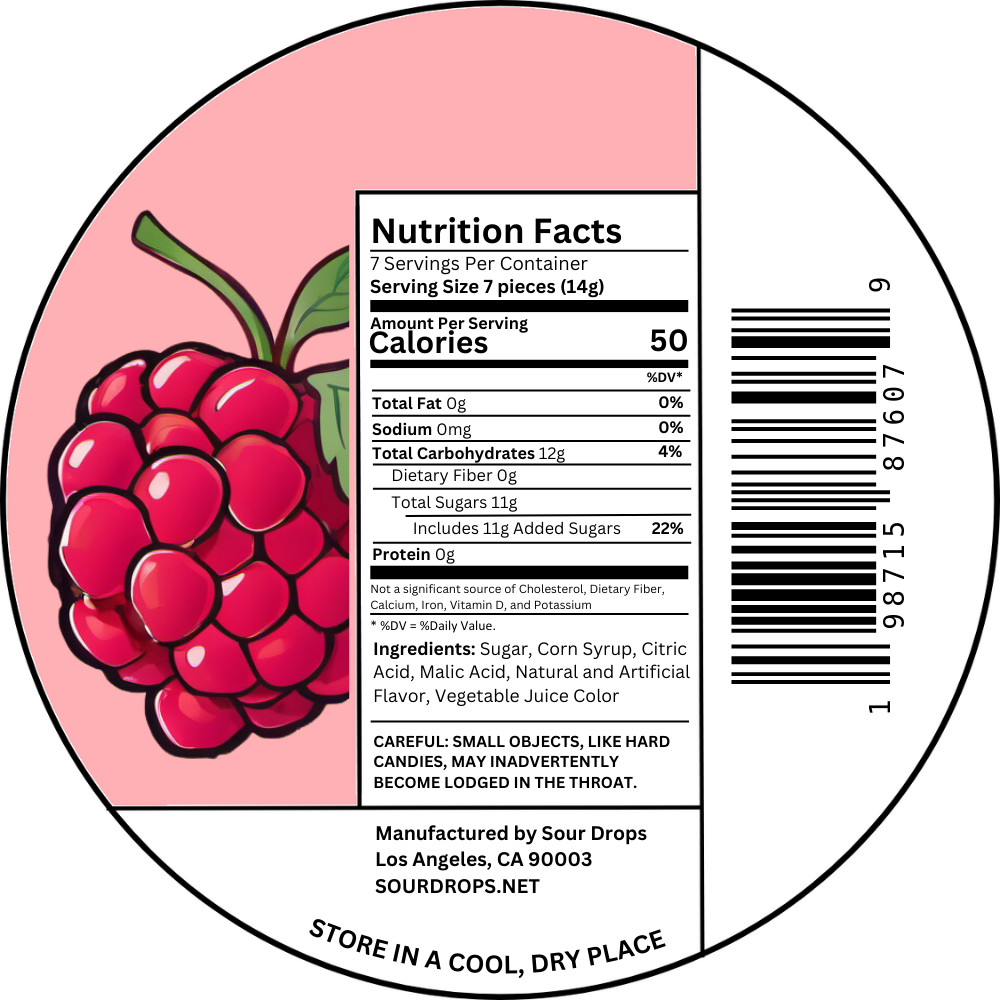 raspberry sours nutrition facts