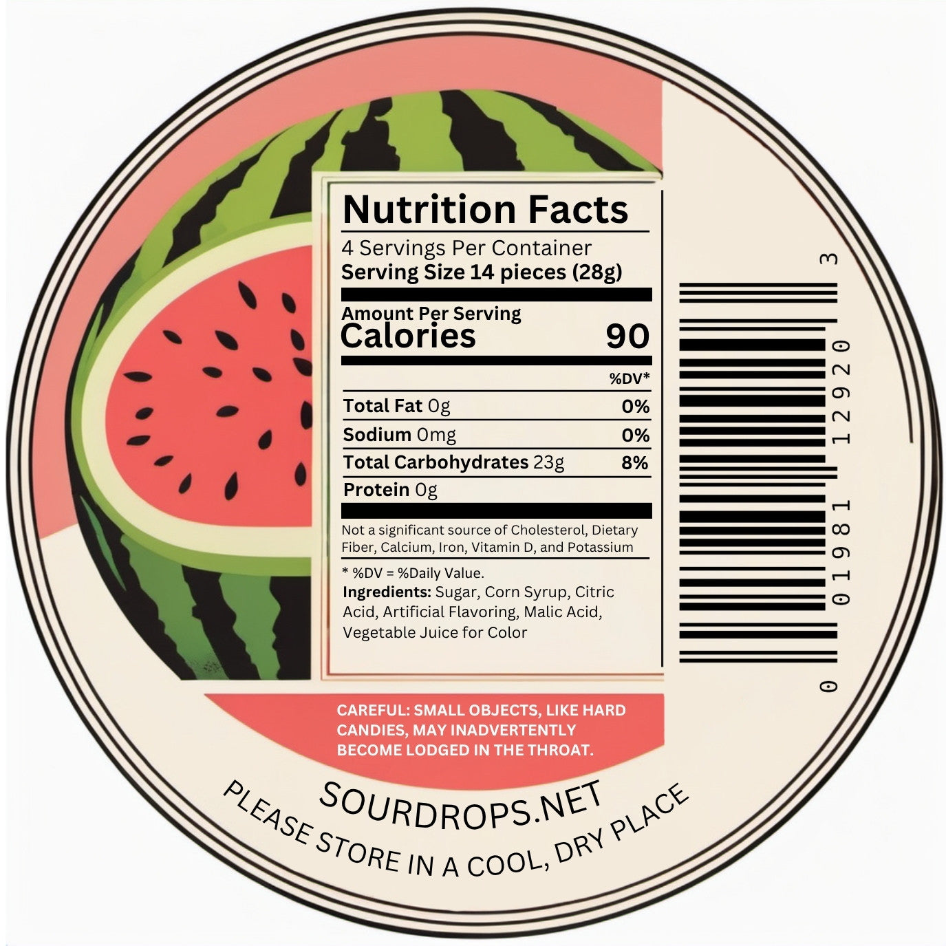 watermelon food label