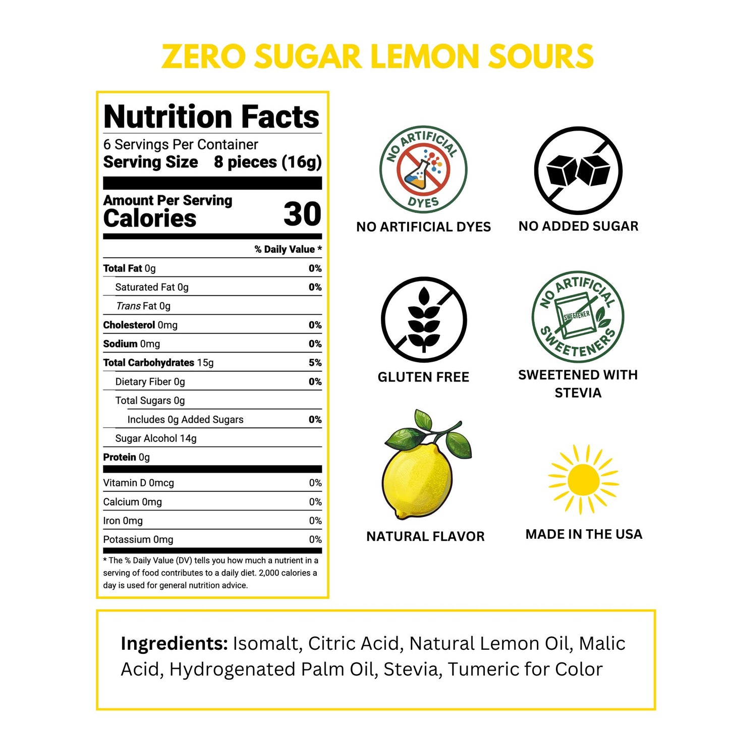 zero sugar lemon sours label