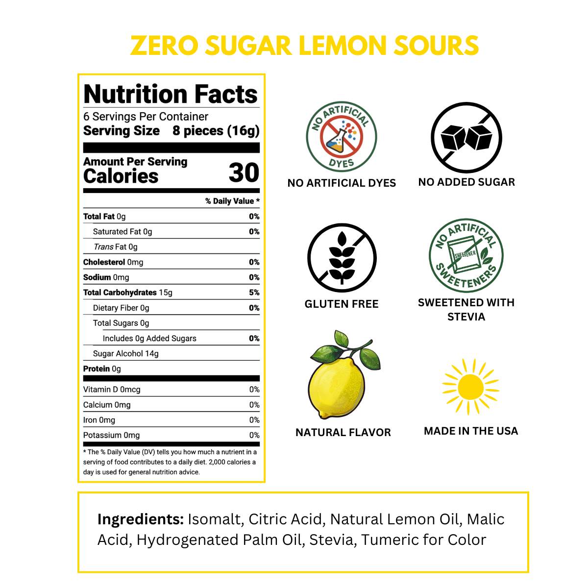 zero sugar lemon sours nutrition label
