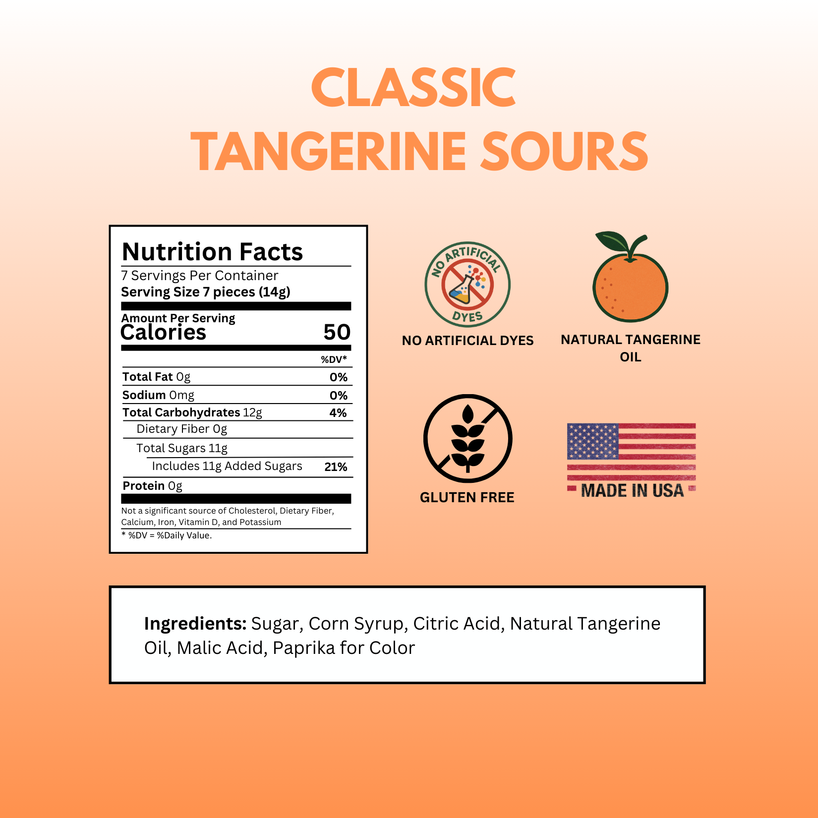 tangerine sours nutrition facts
