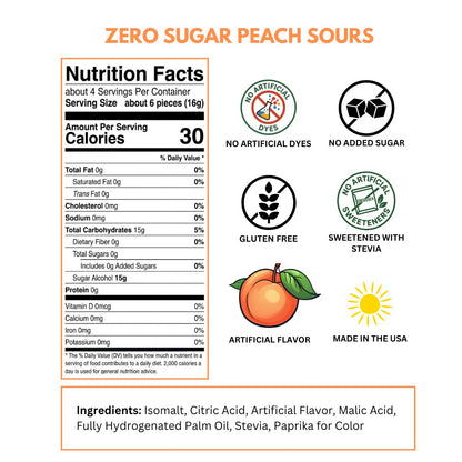zero sugar peach sours nutrition label