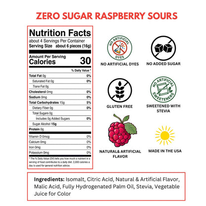zero sugar raspberry sours nutrition label