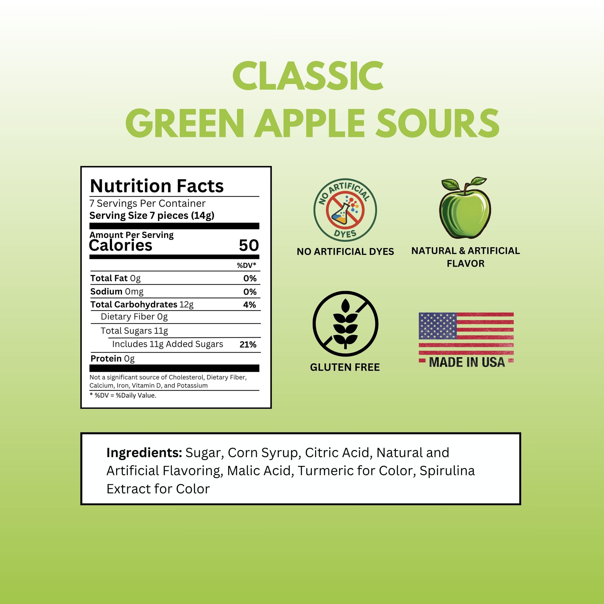 classic green apple sours nutrition facts