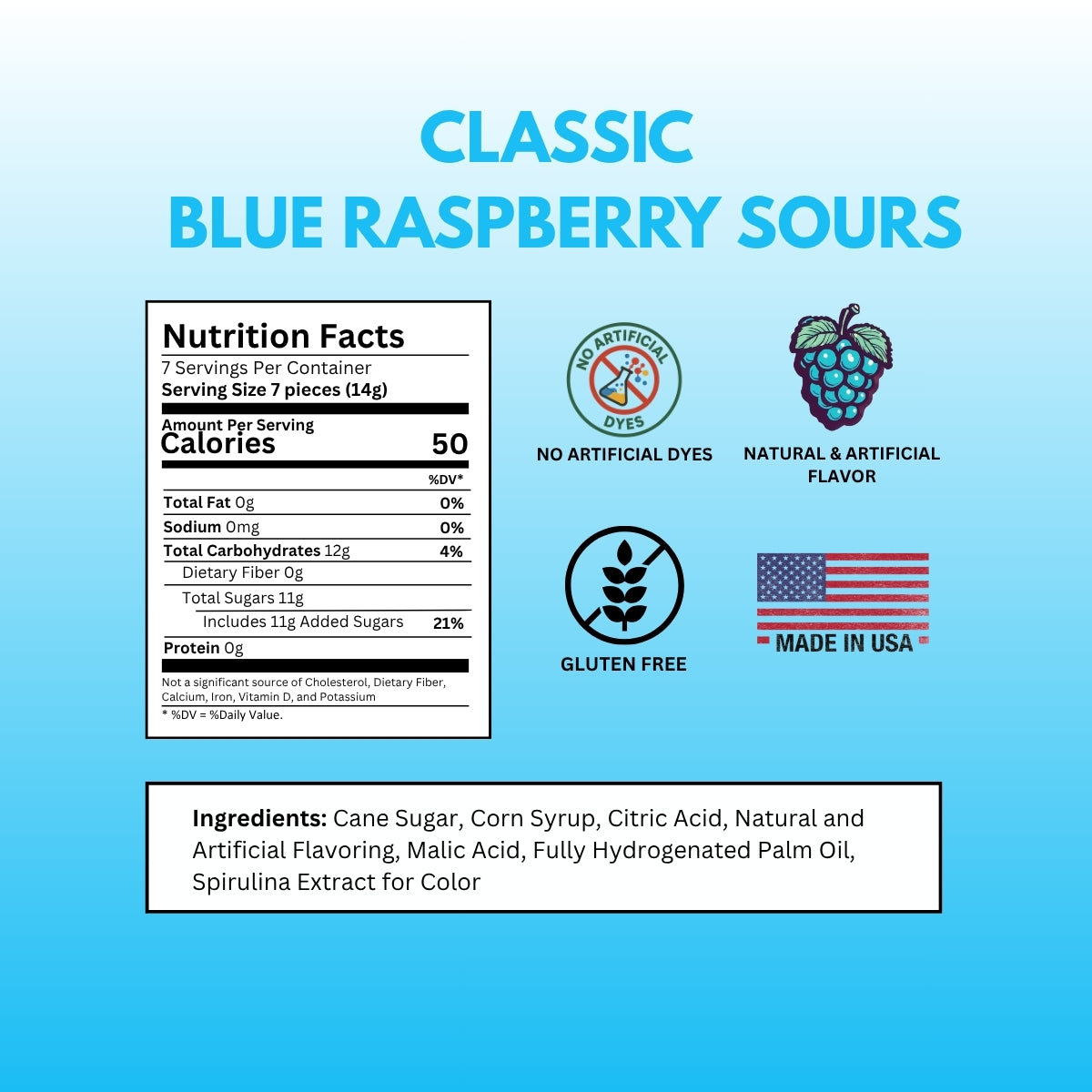 classic sugar blue raspberry nutrition facts