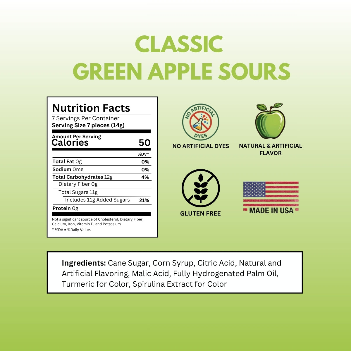 classic sugar green apple nutrition facts