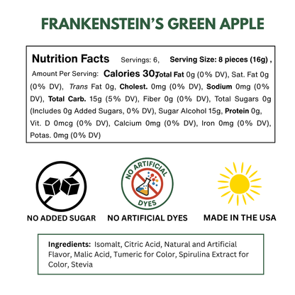 frakenstein's green apple sugar free sours