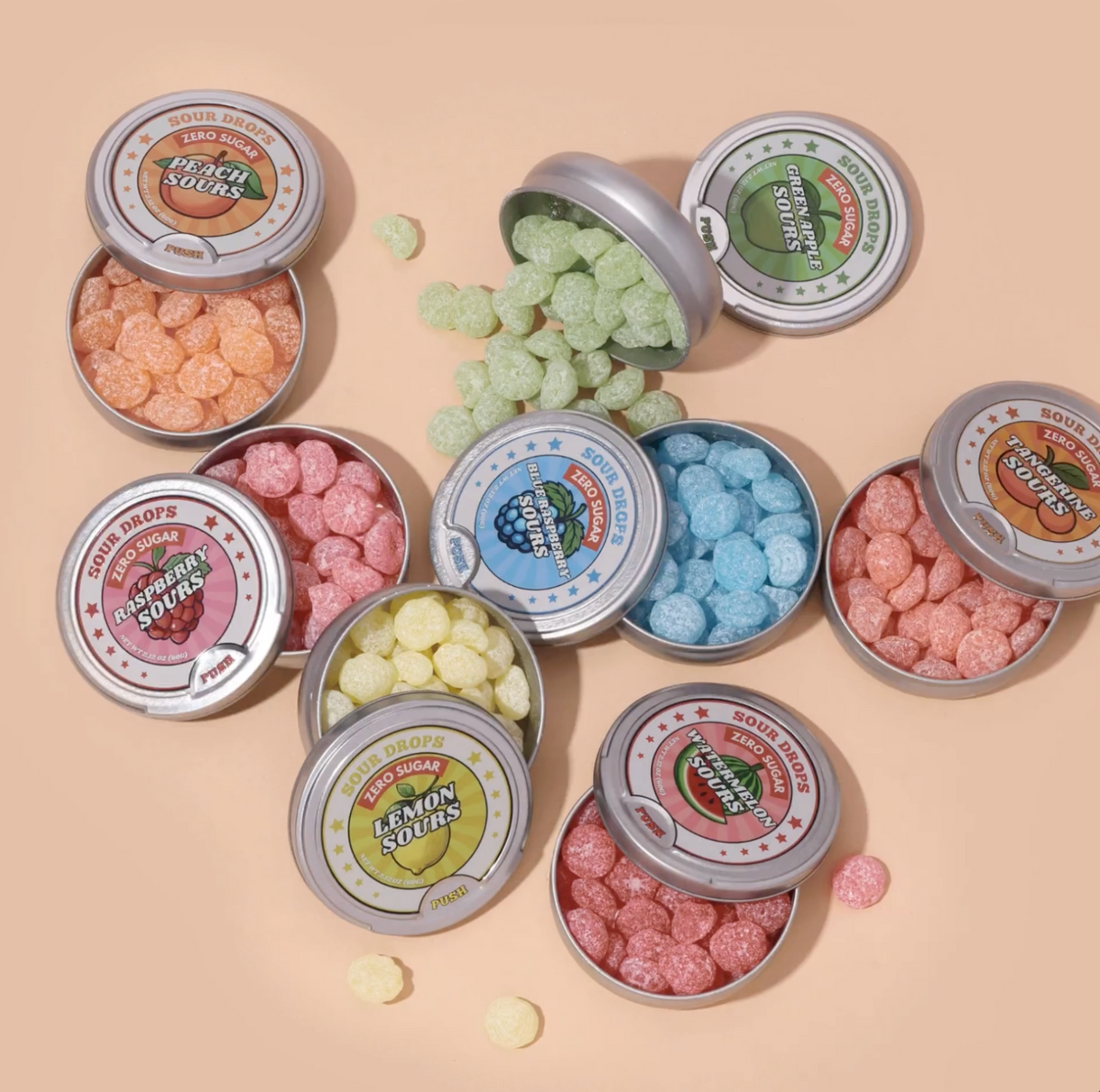 sour drops zero sugar tins