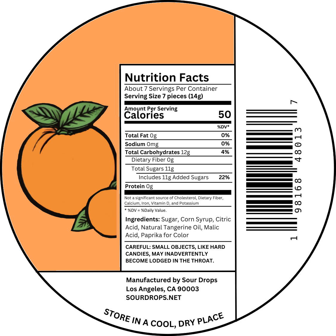 tangerine sours nutrition facts