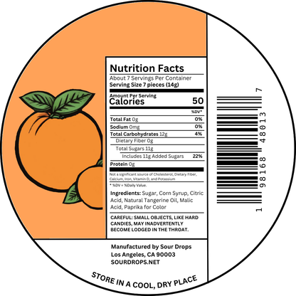 tangerine sours nutrition facts