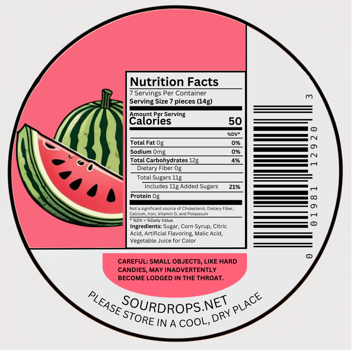 watermelon sours nutrition facts