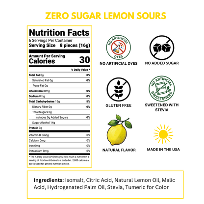 zero sugar lemon sours nutrition label
